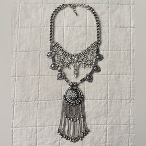 Antique Silver Tone Statement Necklace